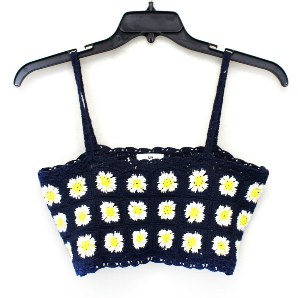Nordstrom BP boho crochet vintage 70s Woodstock Coachella cropped top blouse med